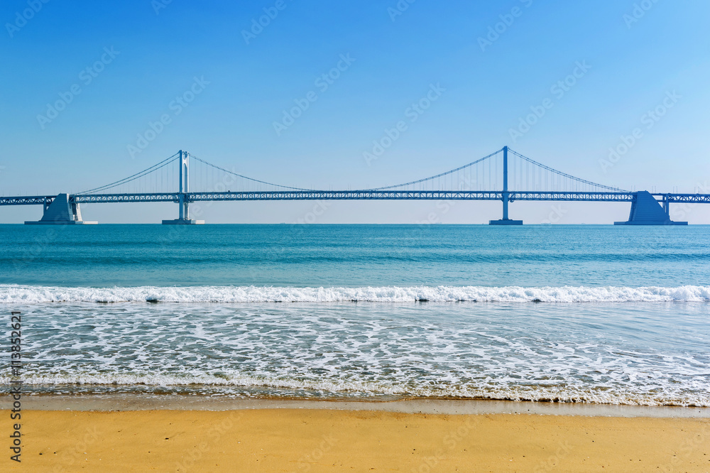 Gwangan bridge and Haeundae in Busan,Korea Gwangan bridge and Haeundae in Busan,Korea