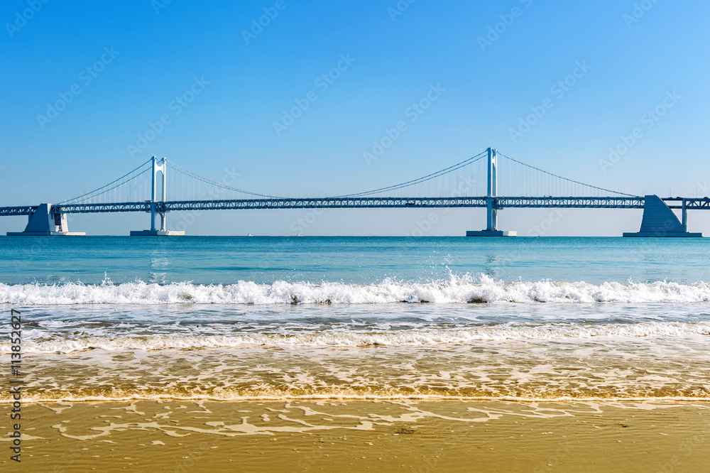 Gwangan bridge and Haeundae in Busan,Korea Gwangan bridge and Haeundae in Busan,Korea
