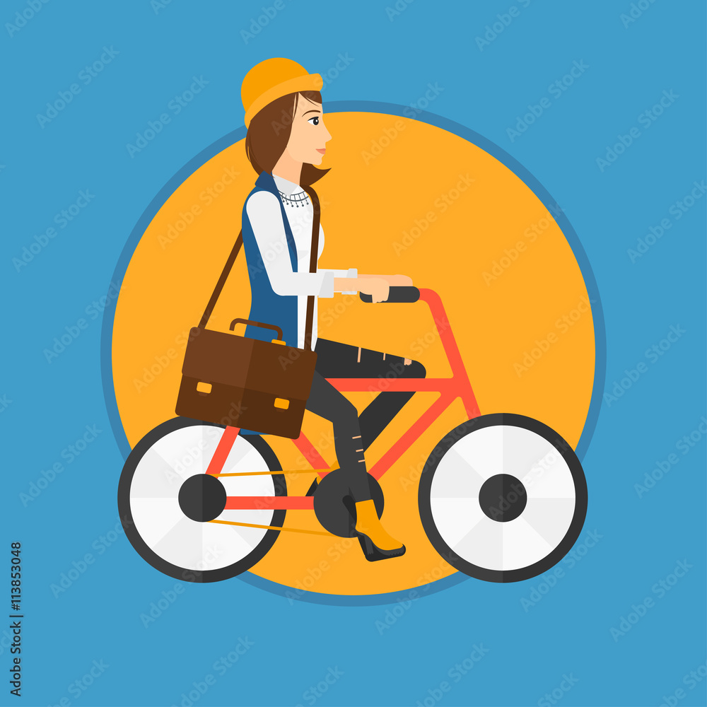 Woman riding bicycle.