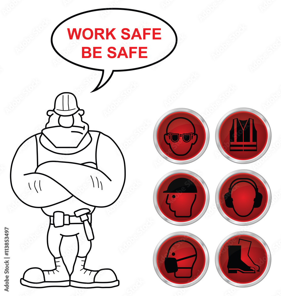 Naklejka premium Red Health and Safety icons and builder