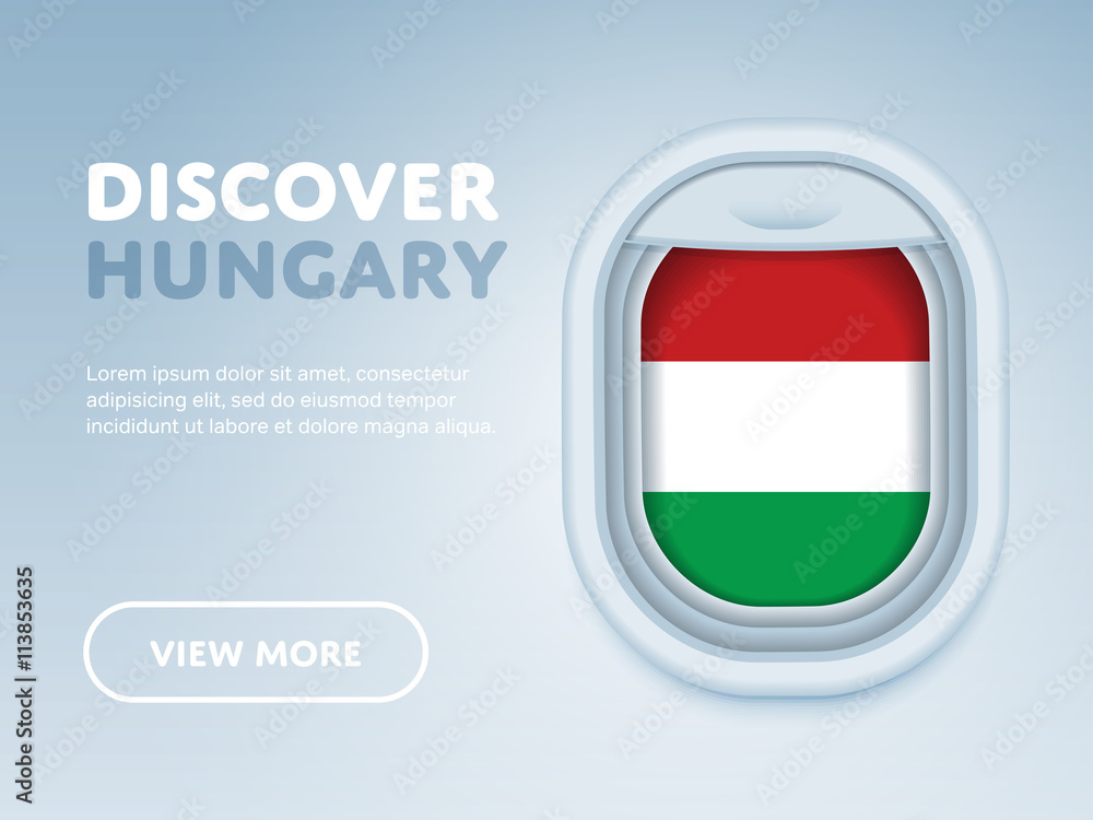 Flight to Hungary traveling theme banner design for website, mobile app. Modern vector illustration. Flight to Hungary traveling theme banner design for website, mobile app. Modern vector illustration.
