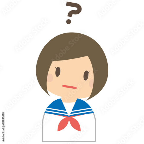 セーラー服の女の子　パターン　上半身　おかっぱ