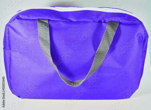 Dark purple and deep blue tone polyester bag with zipper