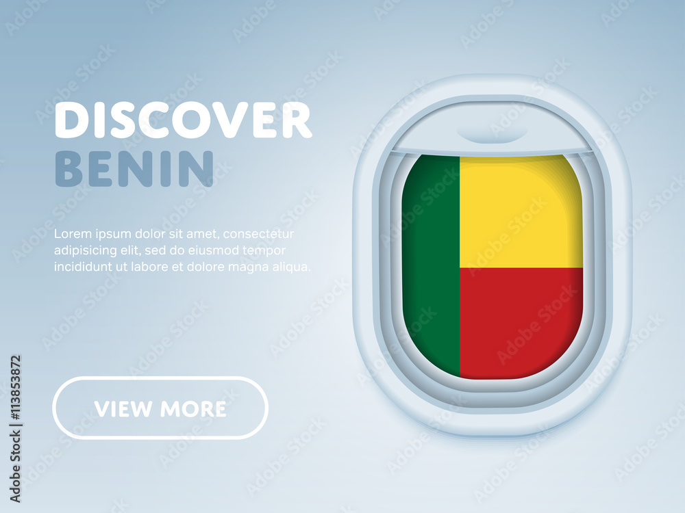 Flight to Benin traveling theme banner design for website, mobile app. Modern vector illustration. Flight to Benin traveling theme banner design for website, mobile app. Modern vector illustration.