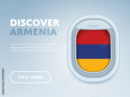 Free Download Flight to Armenia traveling theme banner design for website, mobile app. Modern vector illustration. - GFXLoad