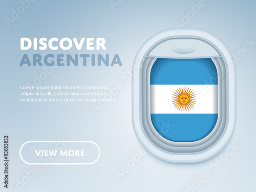 Flight to Argentina traveling theme banner design for website, mobile app. Modern vector illustration.