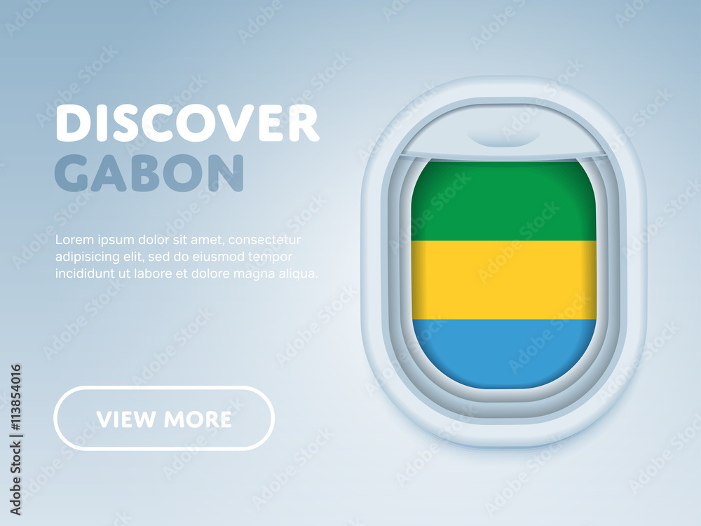 Flight to Gabon traveling theme banner design for website, mobile app. Modern vector illustration. Flight to Gabon traveling theme banner design for website, mobile app. Modern vector illustration.