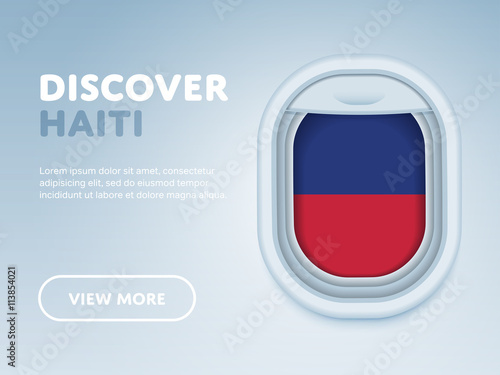 Free Download Flight to Haiti traveling theme banner design for website, mobile app. Modern vector illustration. - GFXLoad