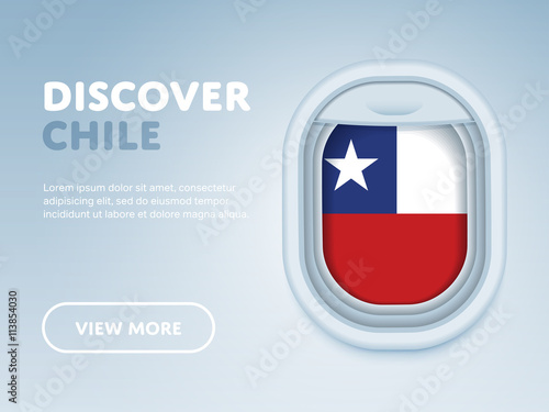 Flight to Chile traveling theme banner design for website, mobile app. Modern vector illustration.