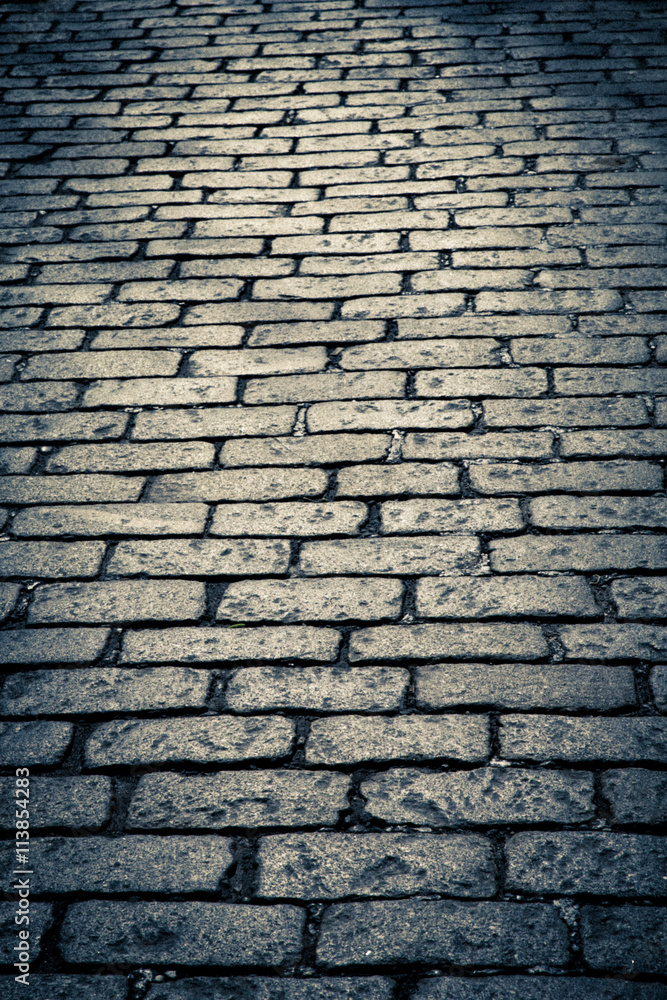Dark Old cobblestone street Dark Old cobblestone street