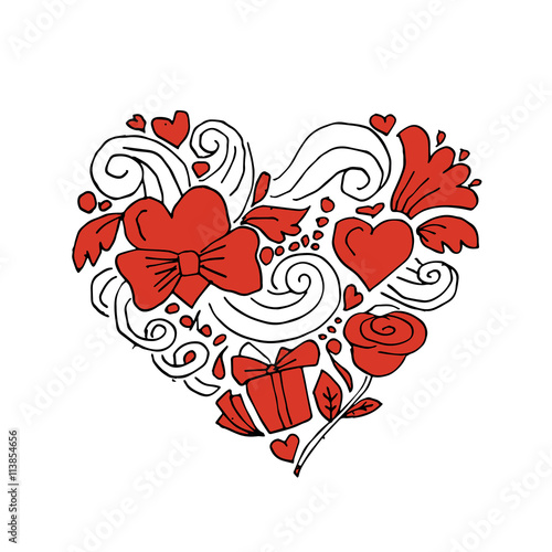 Love, valentine heart, sketch for your design