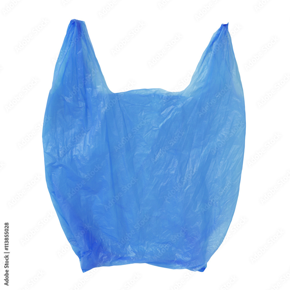 Blue Plastic bag empty isolated on white Blue Plastic bag empty isolated on white