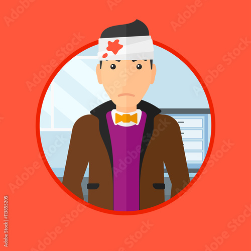 Man with injured head.