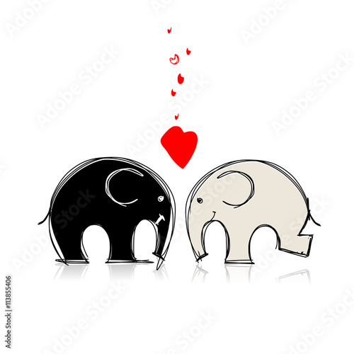 Photography Cute elephants sketch for your design