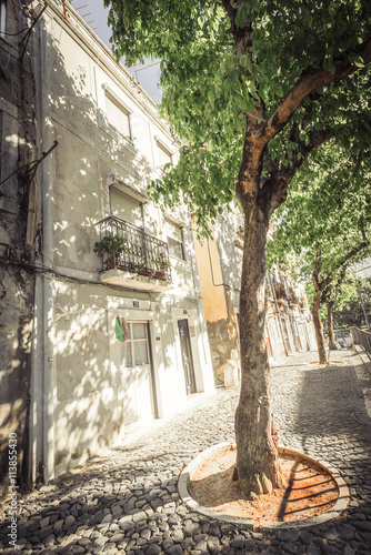 A small street in the center of Lisbon. Vintage style. Portugal