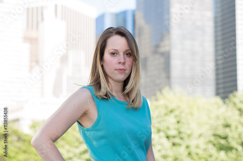 Portrait of business woman in business district Free Download Portrait of business woman in business district - GFXLoad