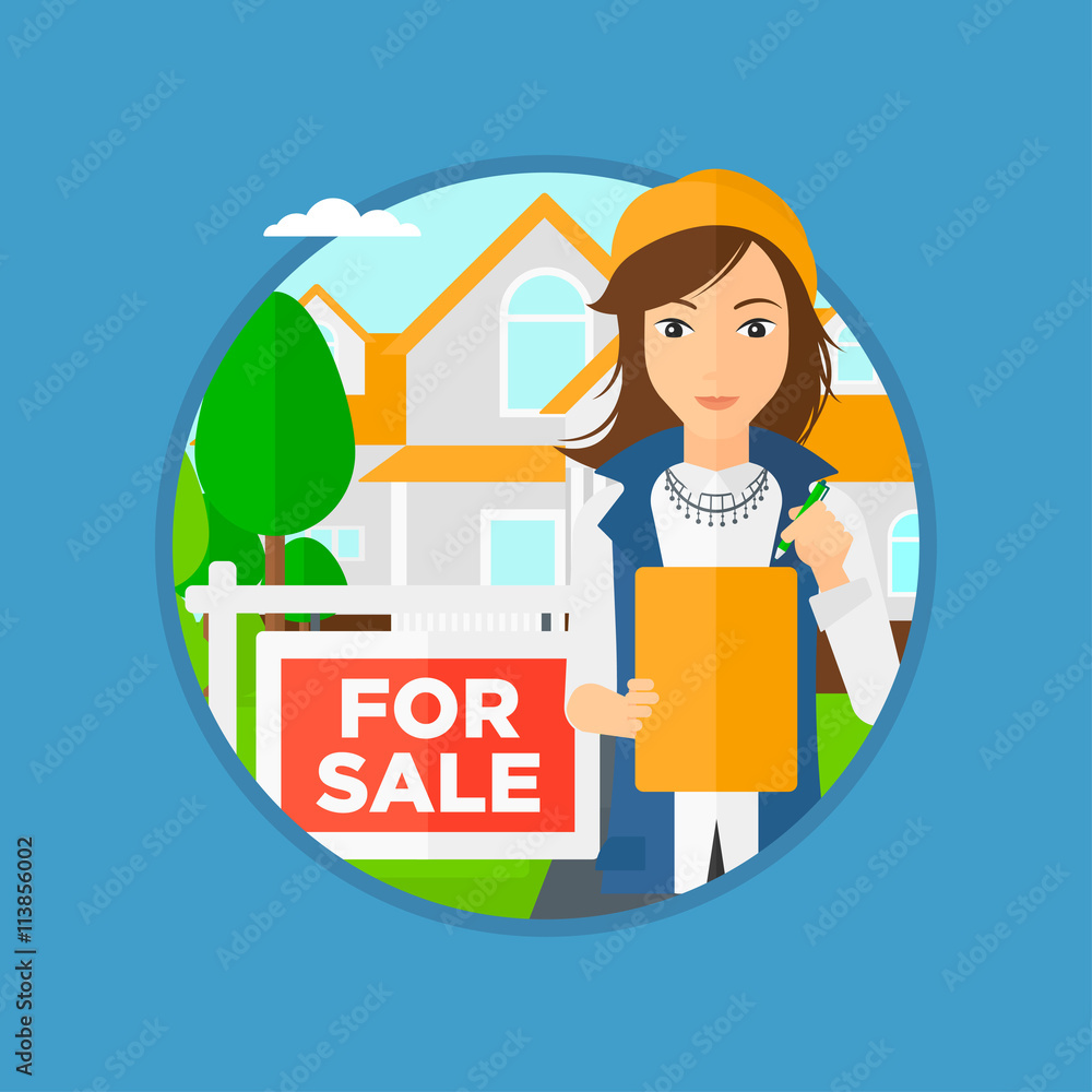 Real estate agent signing contract. Real estate agent signing contract.