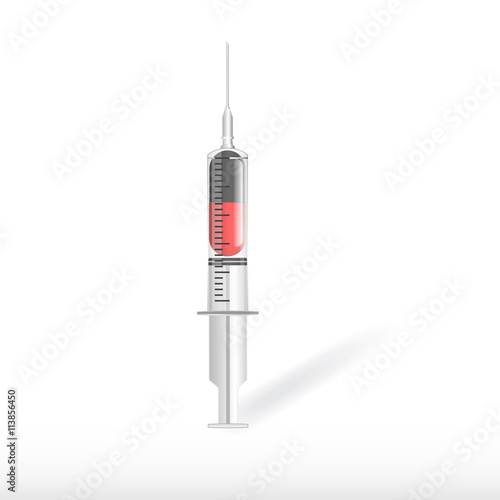 capsule medicines in Syringe   with shadow Vector