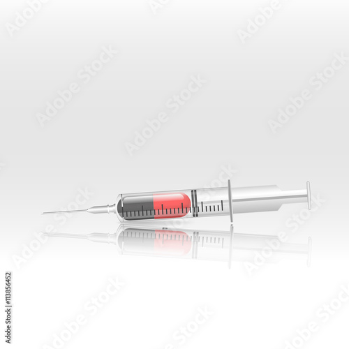 capsule medicines in Syringe   with glossy shadow Vector