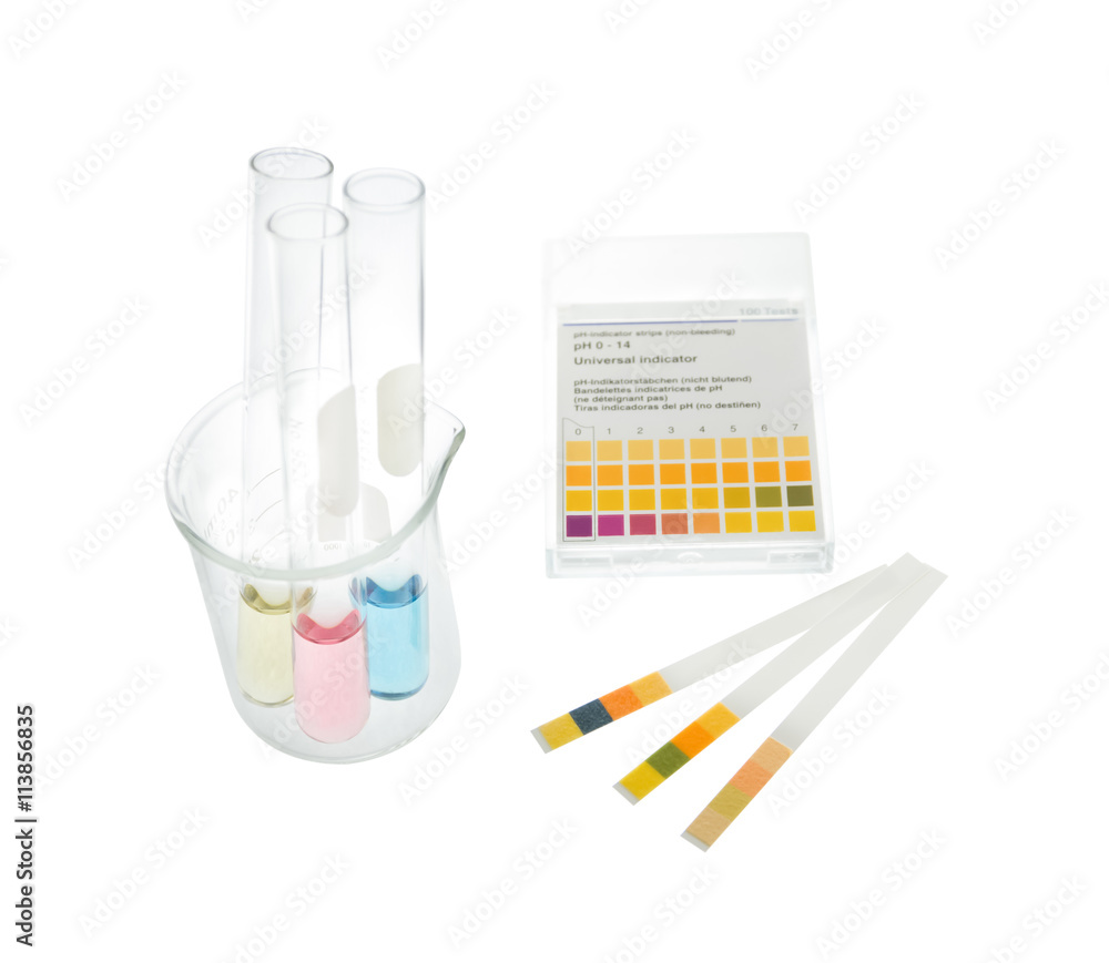 pH paper indicators and tube solution