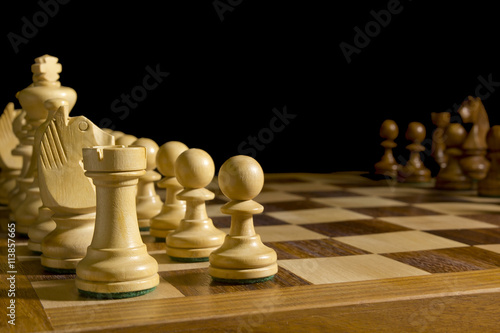 White and black chess pieces photo