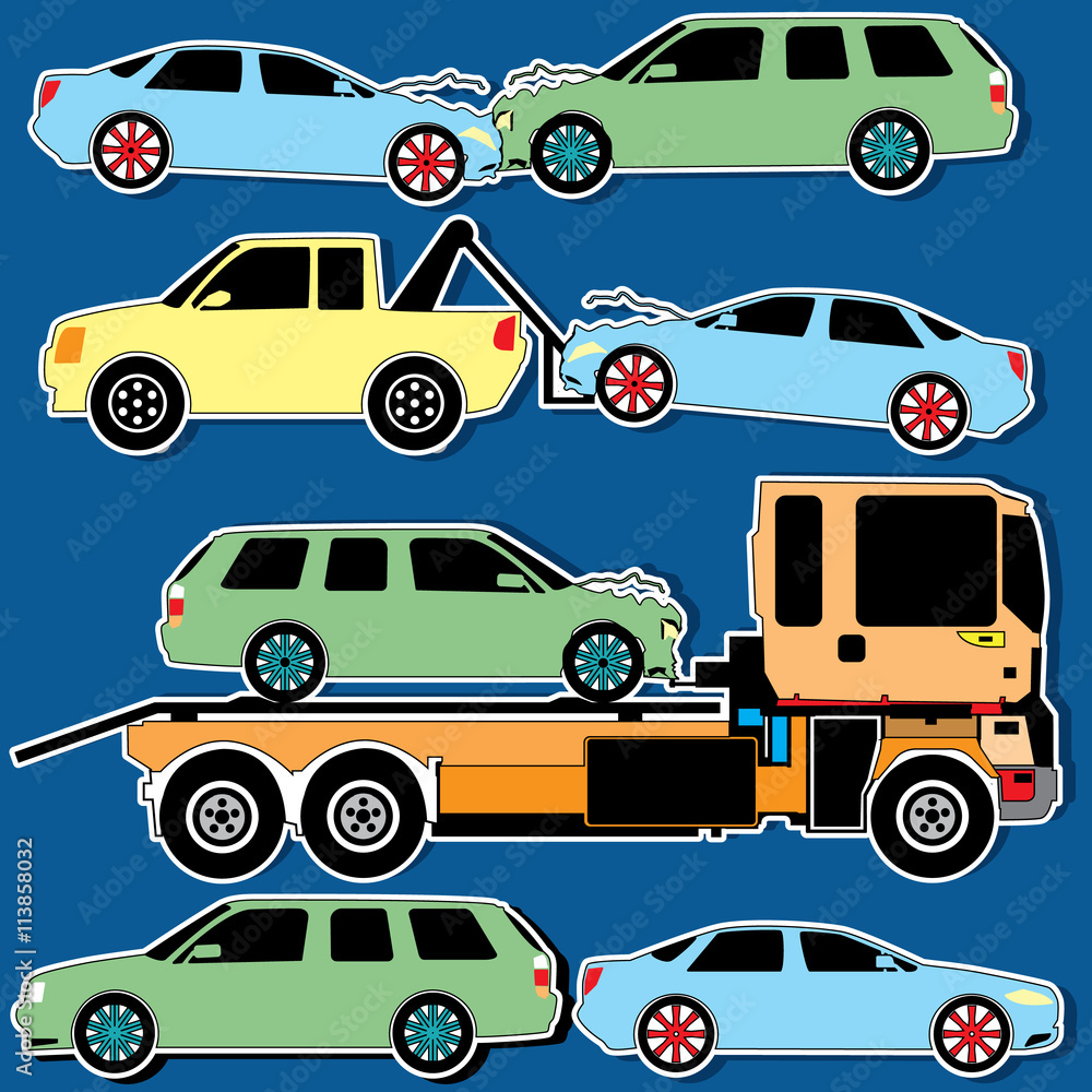 Color car collision acciden Color car collision acciden