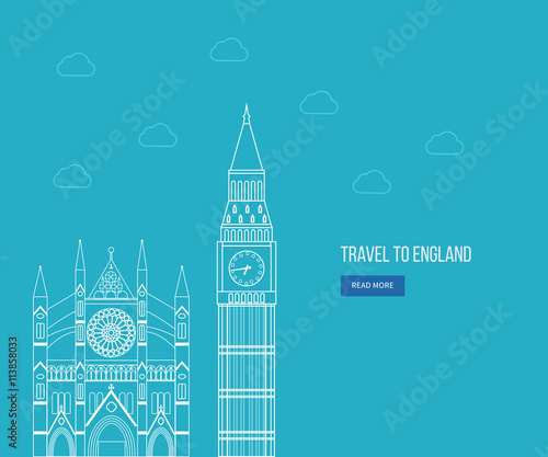London, United Kingdom flat icons design travel concept