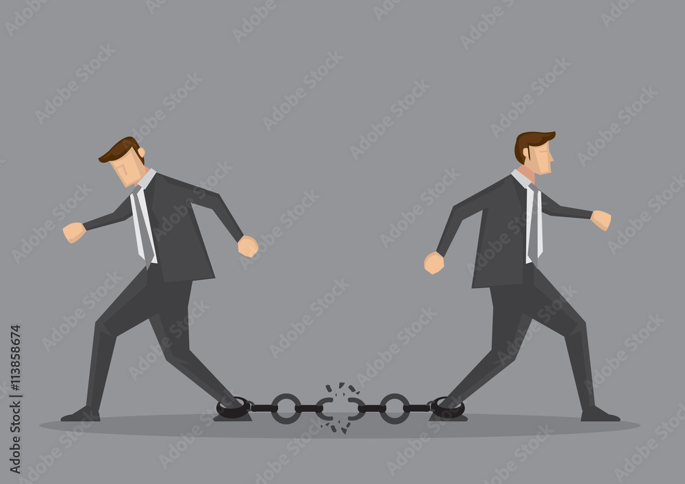 Fototapeta premium Businessmen Breaking Chain Link Vector Illustration