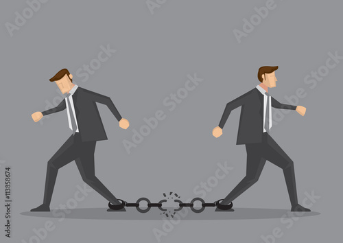 Businessmen Breaking Chain Link Vector Illustration