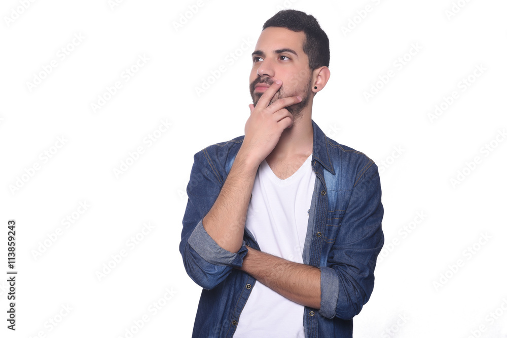 Portrait of young latin thoughtful man. Portrait of young latin thoughtful man.