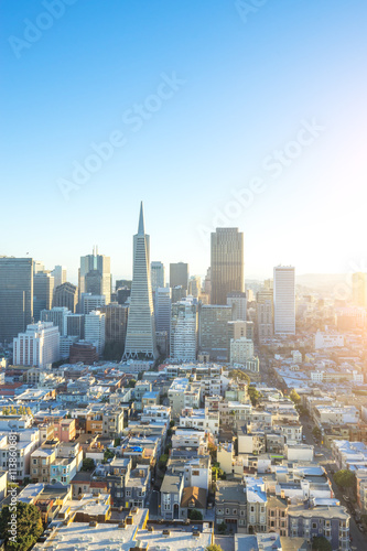 Canvas Print cityscape and skyline of san francisco at sunrise