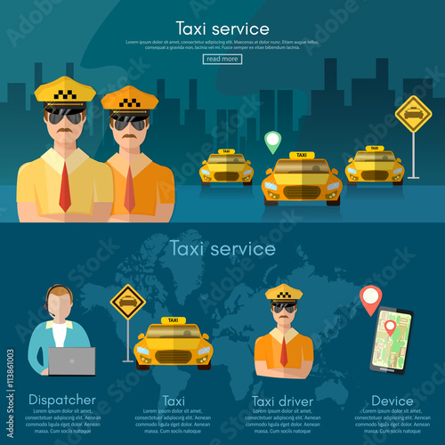 Taxi service banner book a taxi to the city dispatcher taxi call