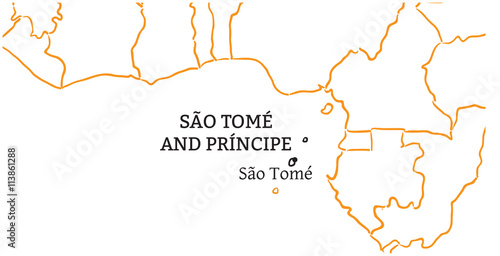 Sao Tome and Principe hand-drawn sketch map