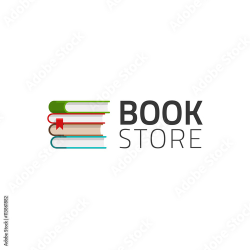 Bookstore logo vector symbol isolated on white background, pile of books logotype