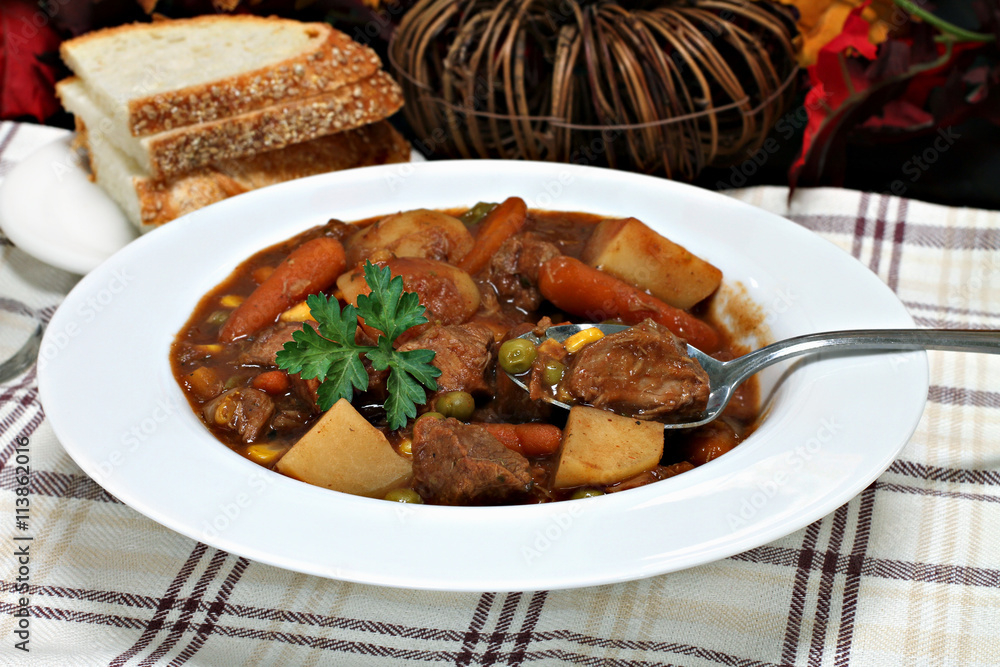 Healthy, hearty vegetable beef stew.