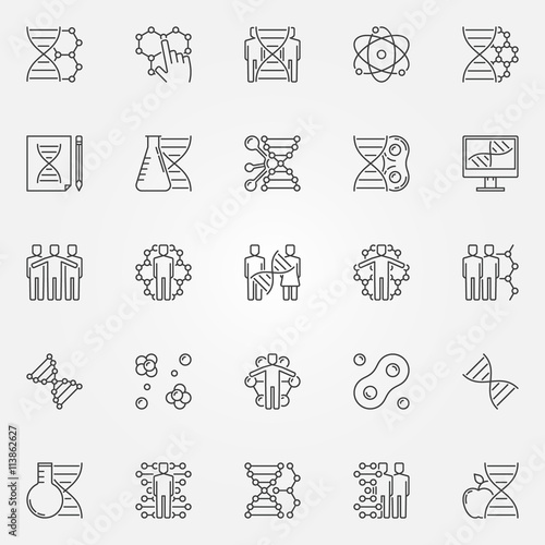 Human cloning icons set