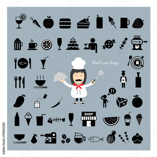 Chef holding a tray vector cartoon