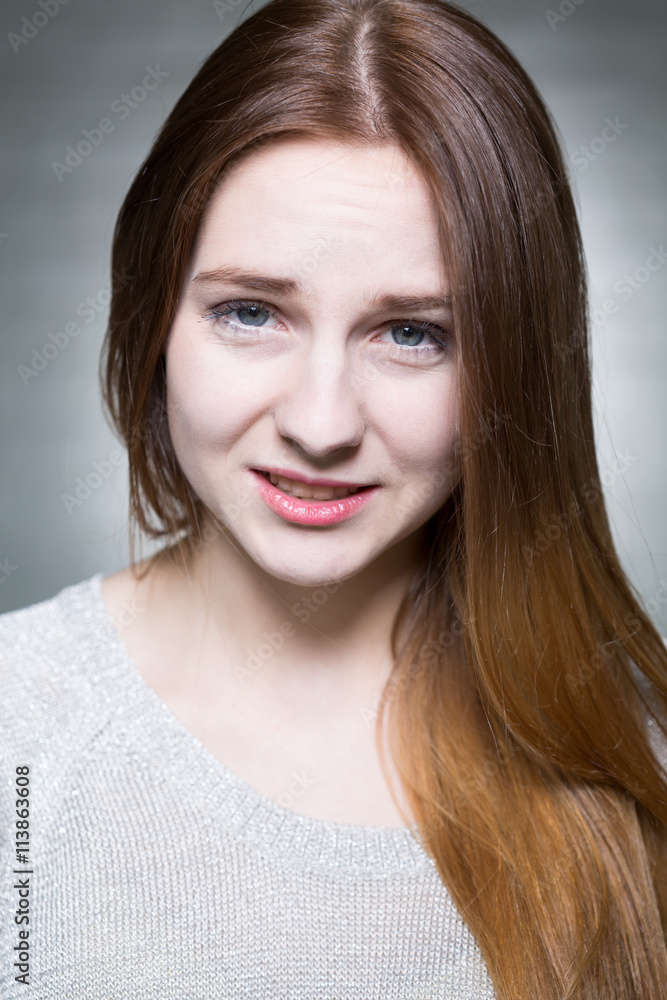 Close-up of worried young girl