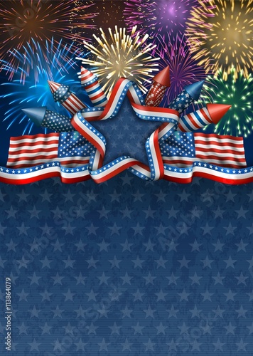 Fourth of July Background with Fireworks