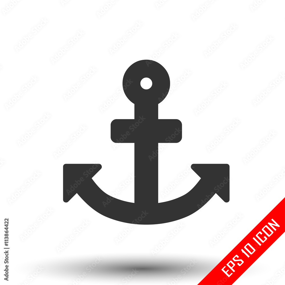 Anchor icon. Simple flat logo of anchor isolated on white background. Vector illustration. Anchor icon. Simple flat logo of anchor isolated on white background. Vector illustration.