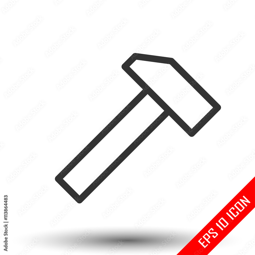 Hammer icon. Simple flat logo of hammer on white background. Vector illustration. Hammer icon. Simple flat logo of hammer on white background. Vector illustration.