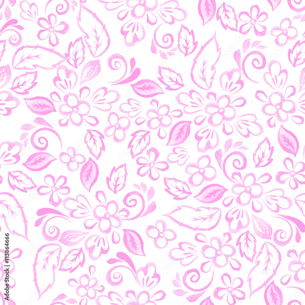 floral watercolor pattern. hand drawn watercolor flowers and leaf in seamless vector background
