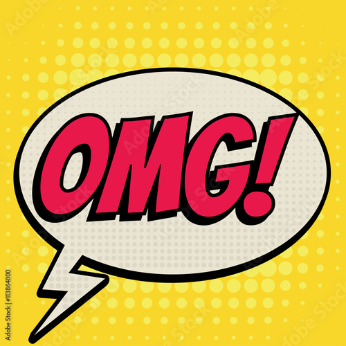 Omg comic book bubble text retro style