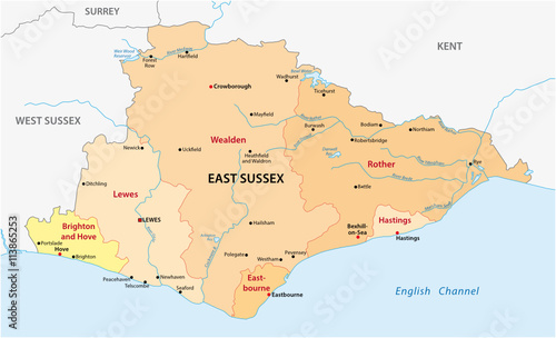 vector administrative map of the county east essex, england