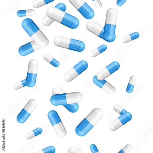 Falling Pills Capsules Background. Vector