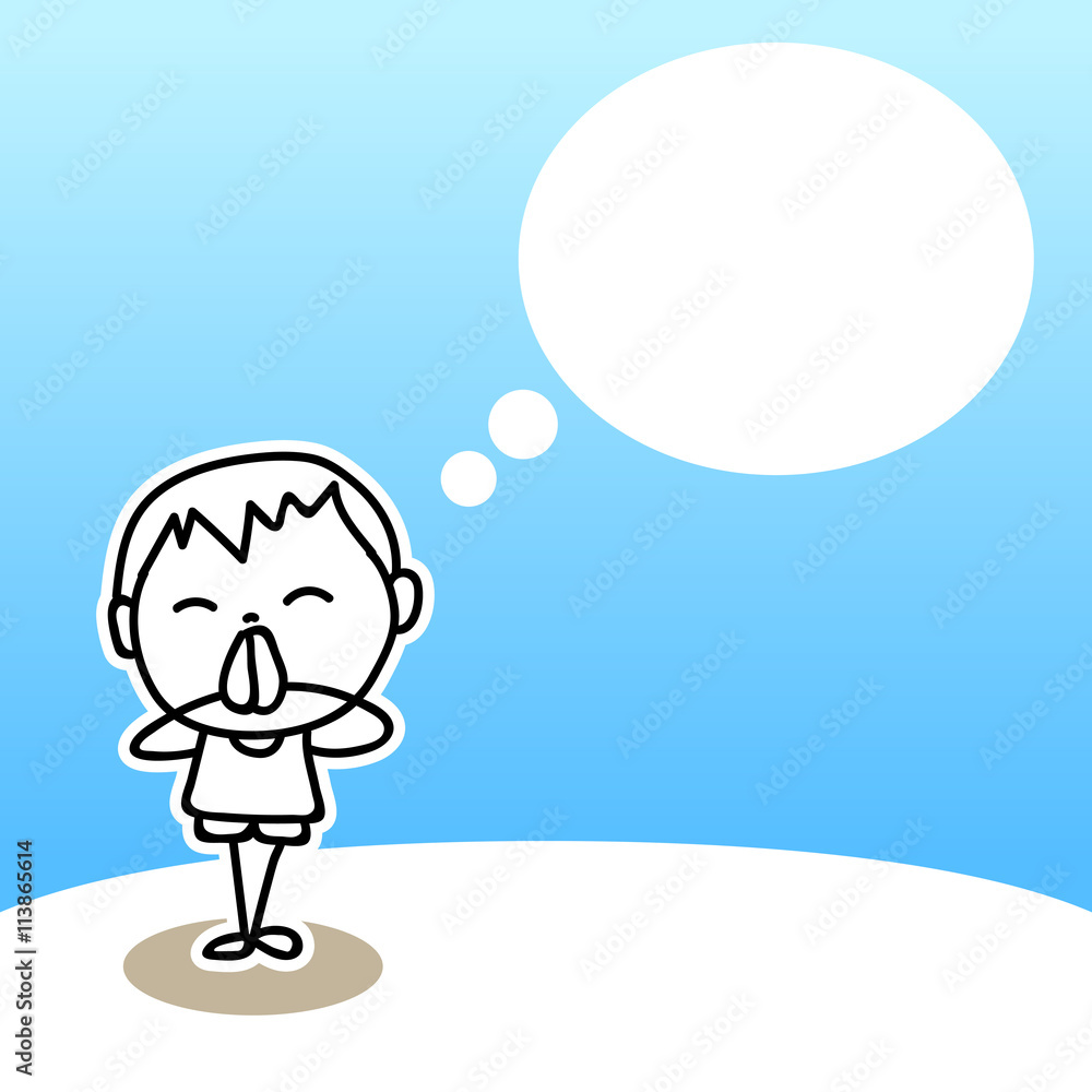 hand drawing cartoon happy boy happy kid with thank you posture hand drawing cartoon happy boy happy kid with thank you posture