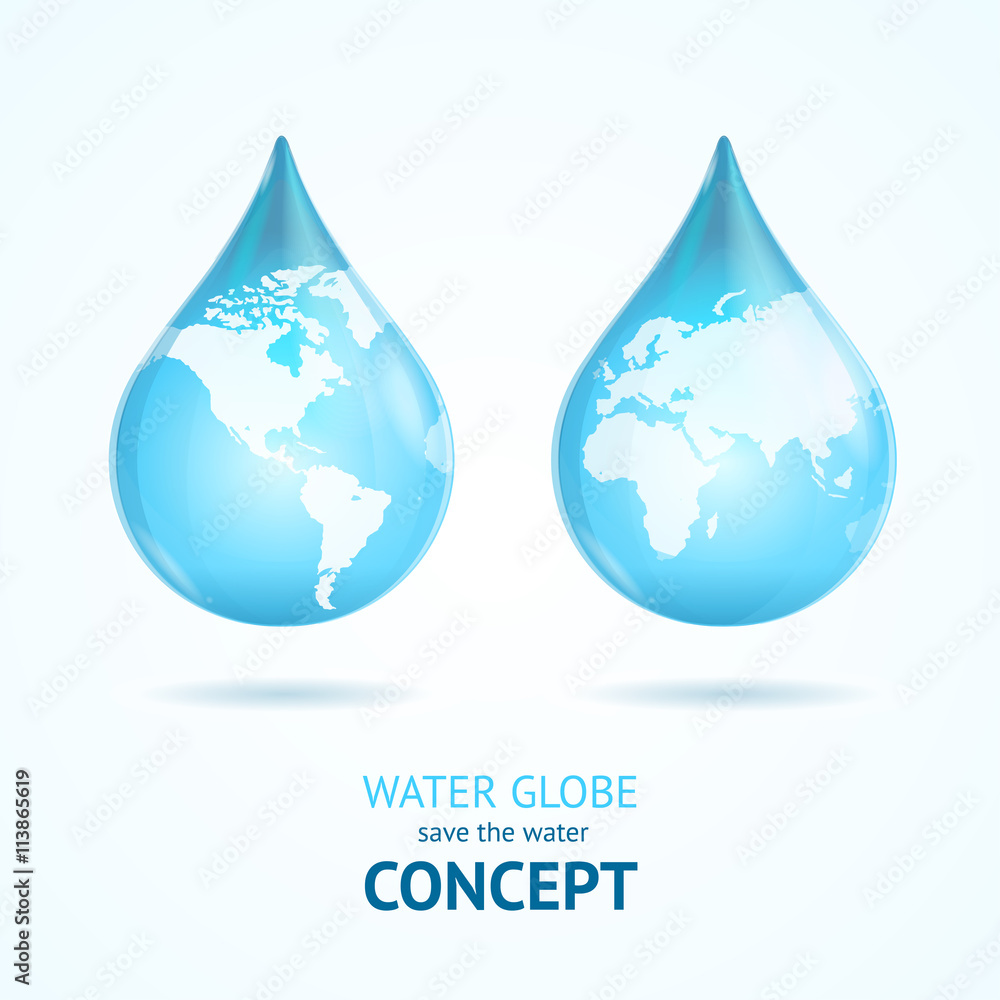 Obraz premium Water Globe Save Concept. Vector