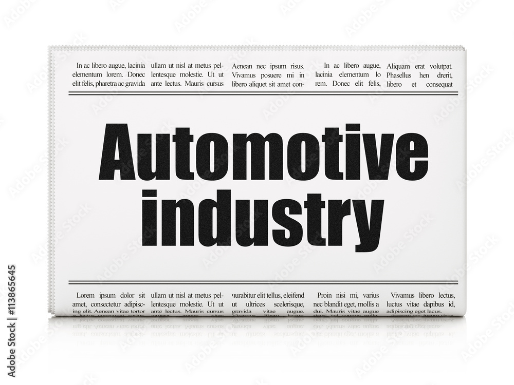 Manufacuring concept: newspaper headline Automotive Industry