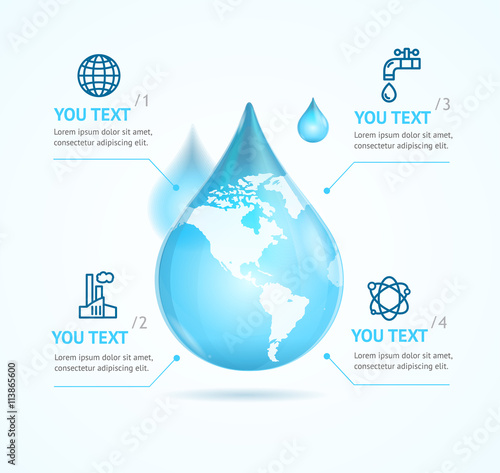 Water Globe Infographic Eco. Vector