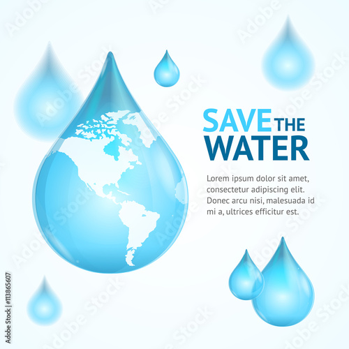 Water Globe Save Concept. Vector